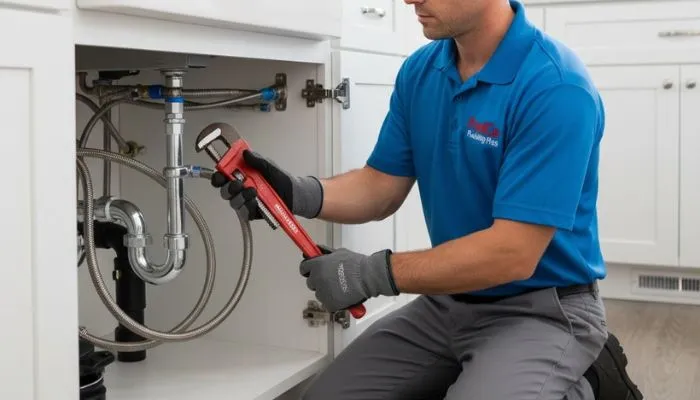 plumber-installing-new-garbage-disposal-unit-under-kitchen-sink-p-trap-repair-cityname