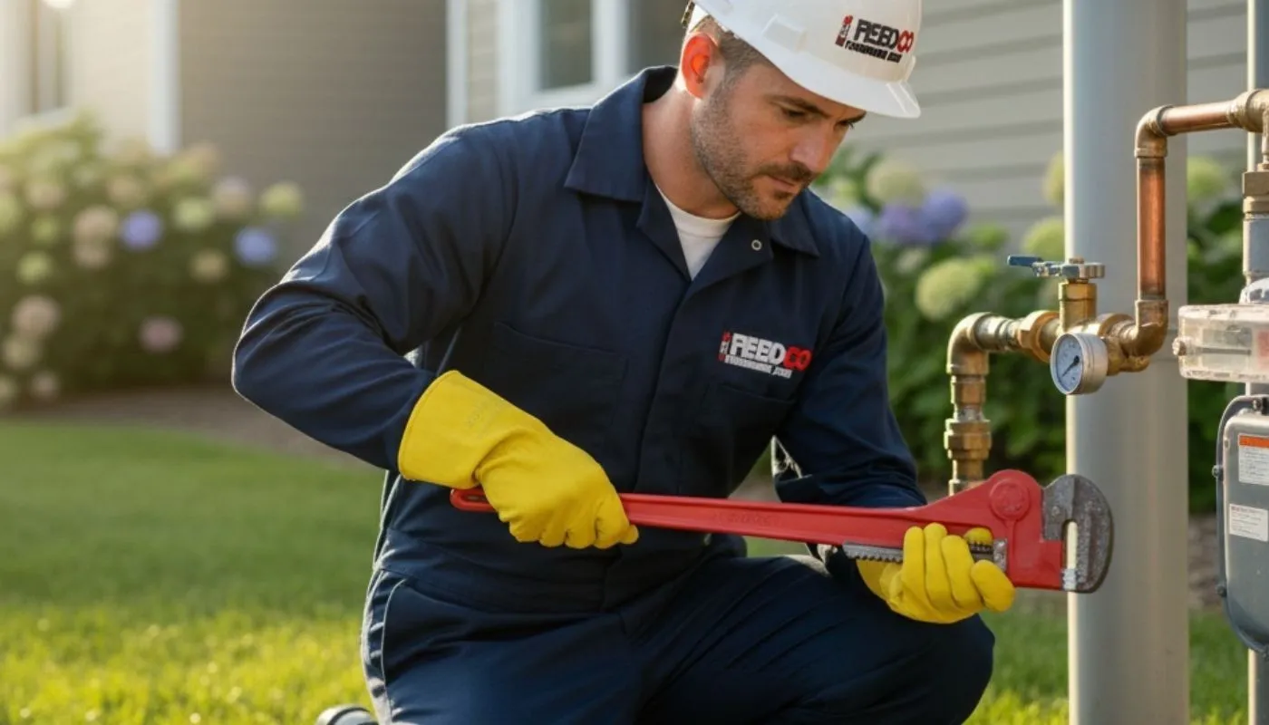 certified-plumber-tightening-outdoor-gas-meter-line-connection-gas-appliance-installation-contractor